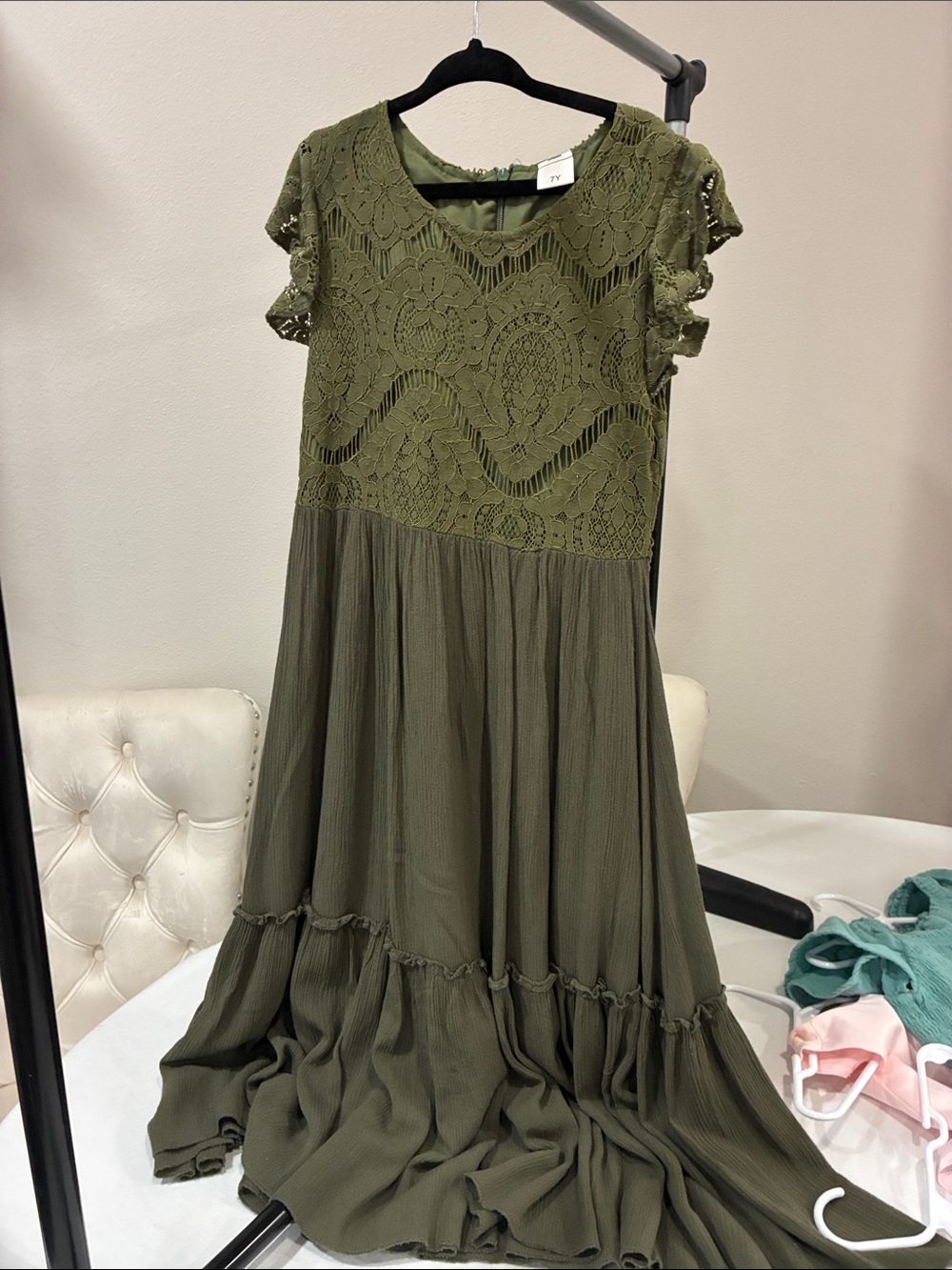 Olive Lace Top Girls' Dress - Brand: